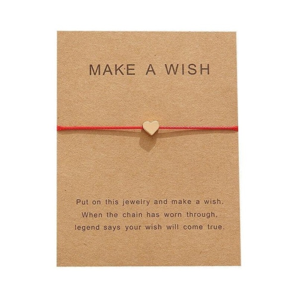 Make A Wish Red Bracelet with Gold Heart